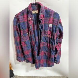 #3385-Northwest Plaid Button-Down Shirt Jacket in Blue & Pink